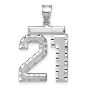 14k White Gold, Varsity Collection, Large D/C Pendant, Number 21